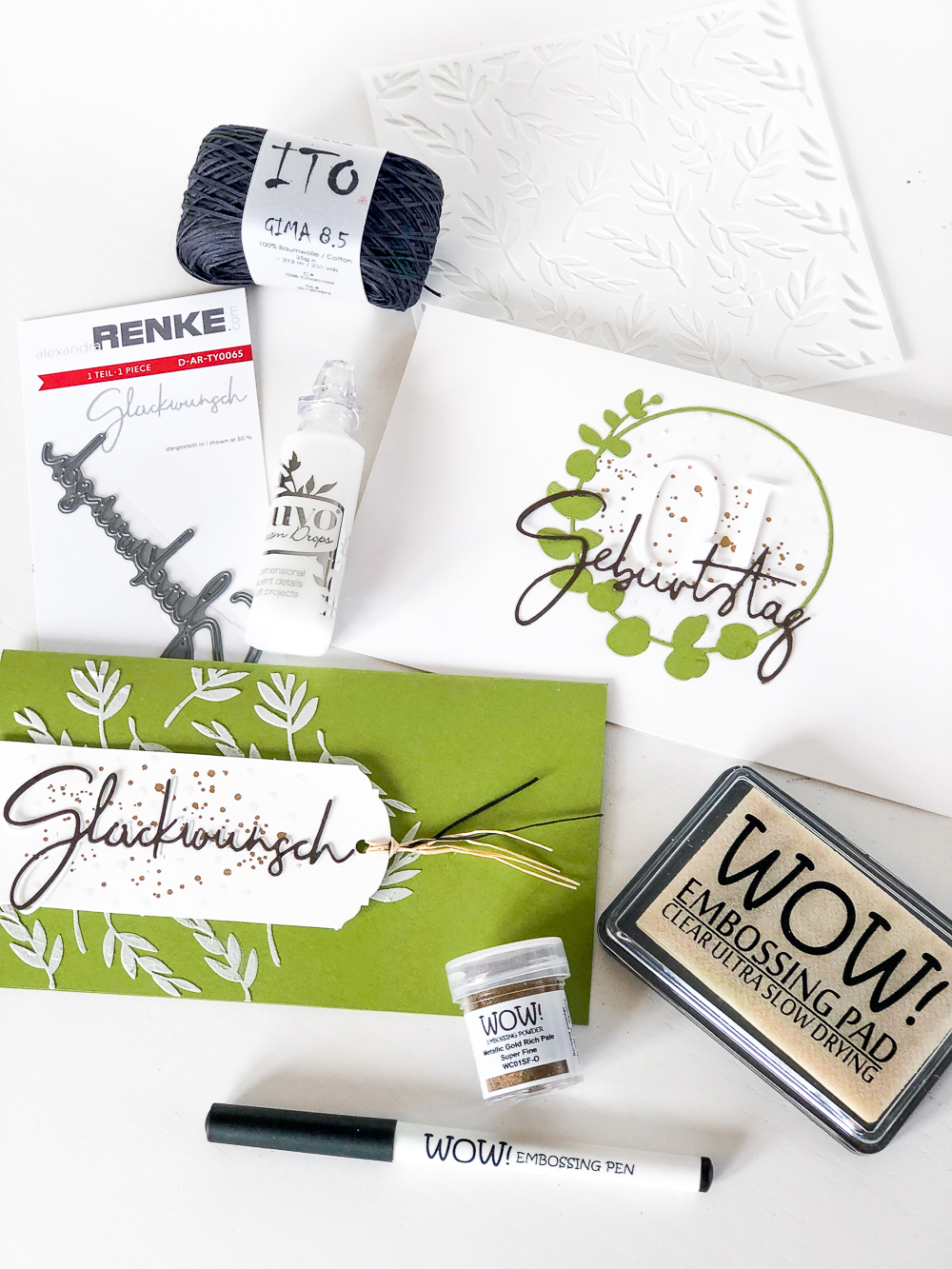 Geburtstagskarte und Umschlag | Renke und WOW! Embossing Powder von Janna Werner Geburtstagskarte und Umschlag | Renke und WOW! Embossing Powder von Janna Werner