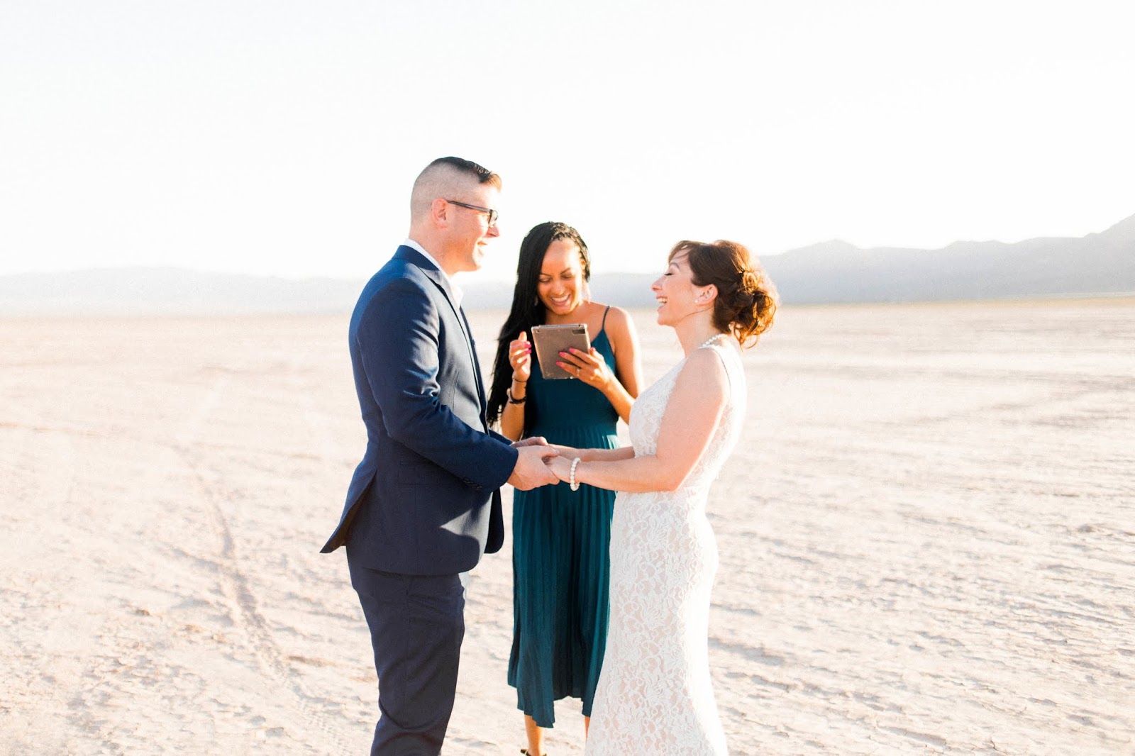 Las Vegas desert elopement, eldorado dry lake bed, las vegas african american wedding officiant