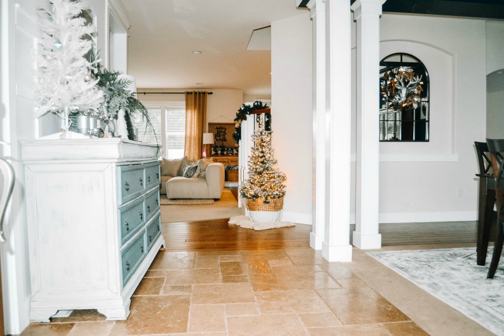 DIY Flocked Christmas Tree Using Supplies from the Dollar Store