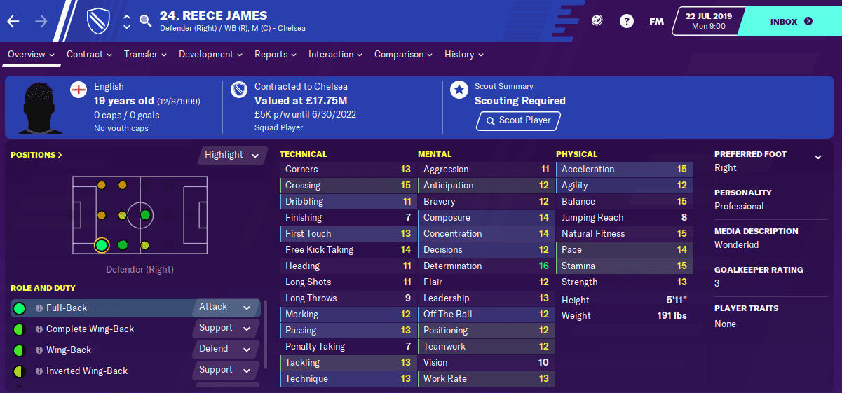 FM20 Wonderkid - Recce James FM20 Wonderkid - Recce James