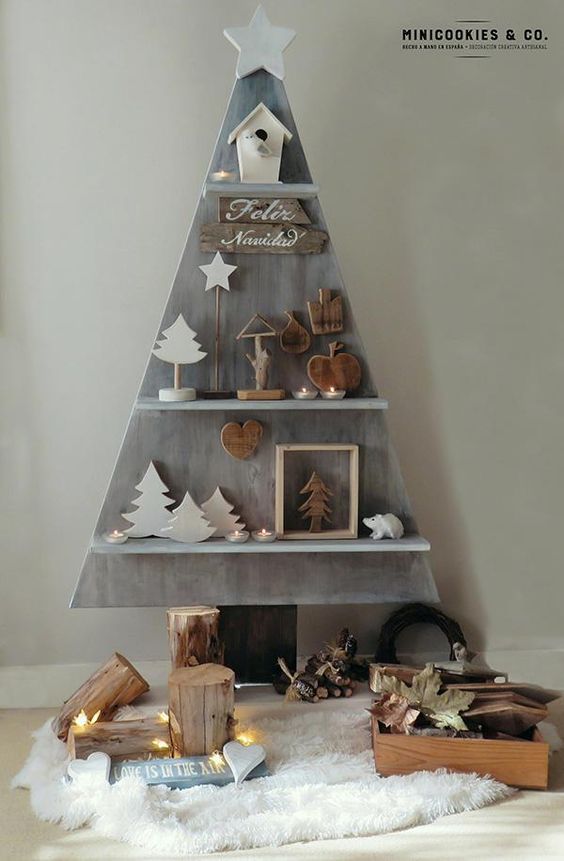 Árbol de Navidad diferente Árbol de Navidad estanterñia estilo romántico shabby chic