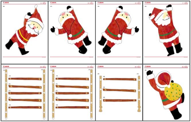 PAPERMAU: Christmas Time - Santa Claus Climbing a Ladder Banner Papercraft by Accroche