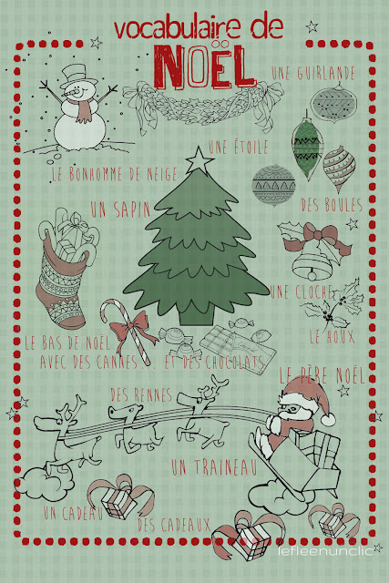vocabulaire de Noël infographie, le FLE en un 'clic'