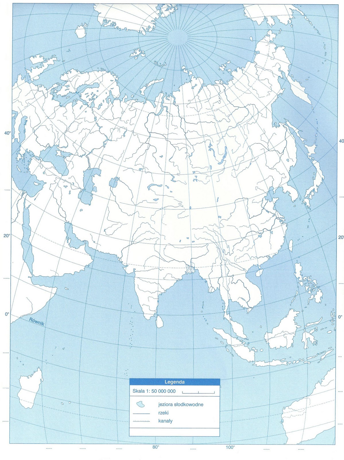Mapa Konturowa Azji Z Rzekami geografia i turystyka: Mapy konturowe - kontynenty