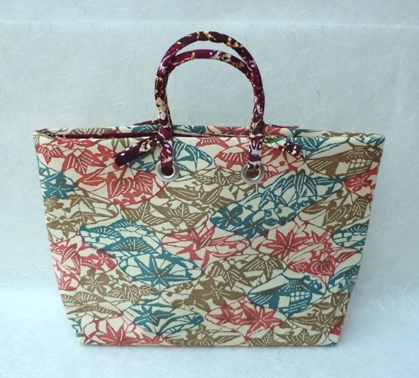 Mango Frooty: Japanese vintage kimono fabric tote bags