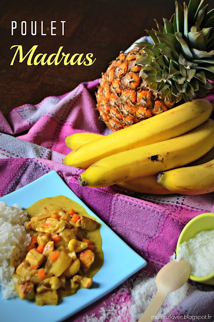 Recette poulet madras (ananas, banane, coco)  - muffinzlover.blogspot.fr