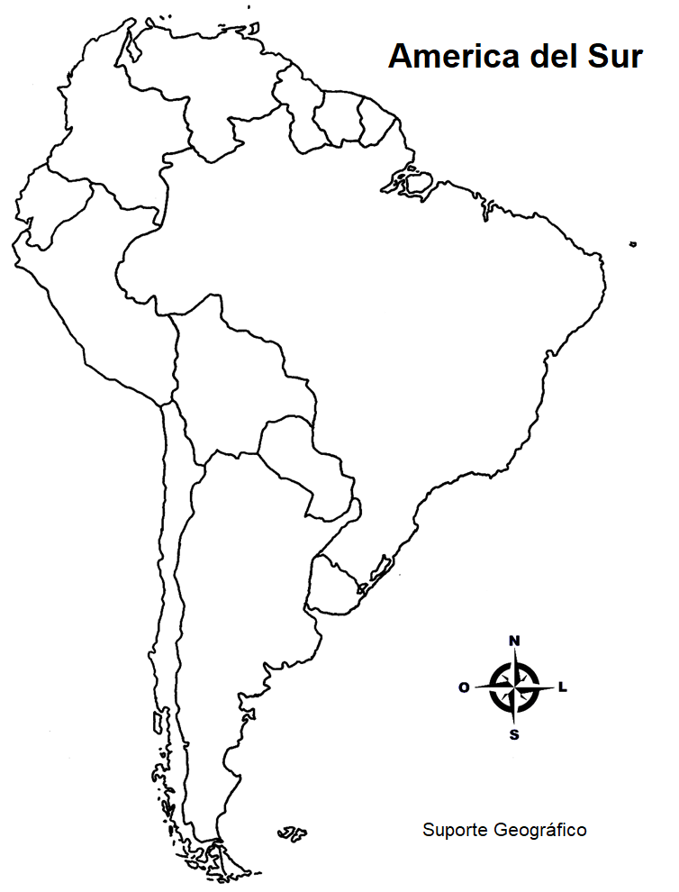 Ilustracion De En Blanco Mapa Politico De America Del Sur Mapa De ...