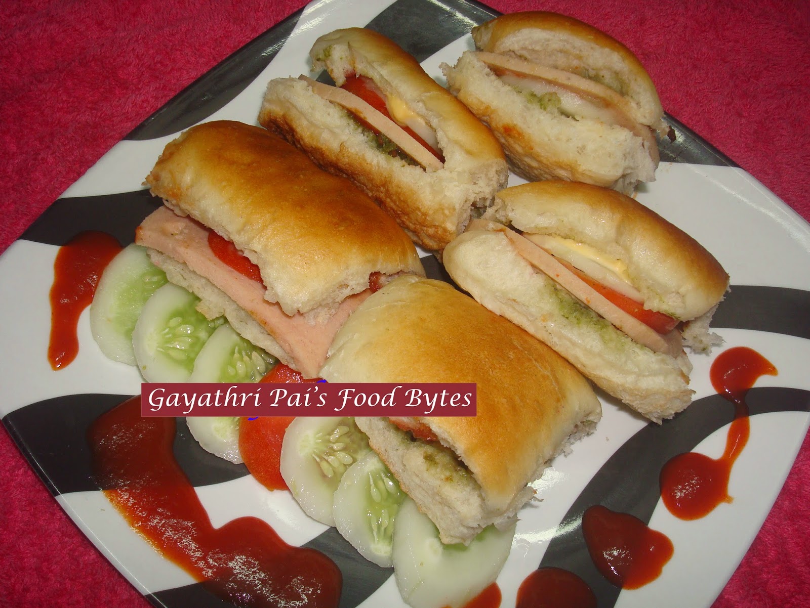 Gayathri Pai's Food Bytes Chicken MortadellaCheese PavSandwhich.