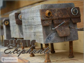 Blue Fox Farm rustic elephants made from salvaged wood