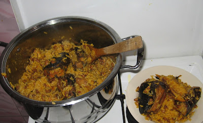 Nigerian Palm Oil Rice And Beans With Fish