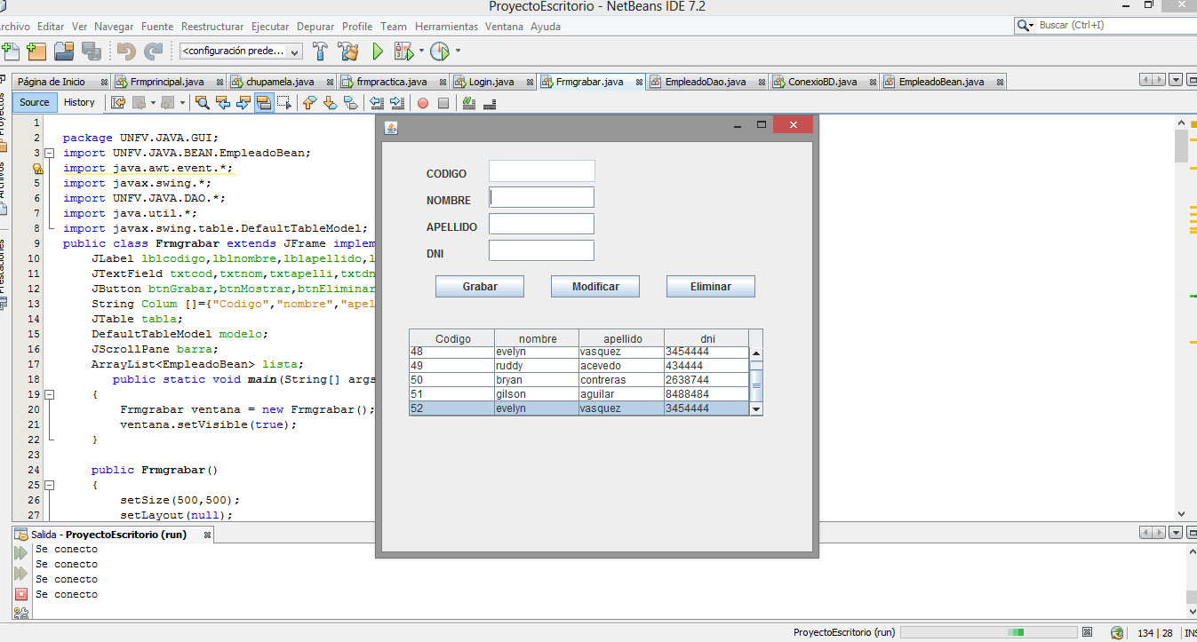 JAVA.CODIGO.x.CODIGO Tabla y metodos insertar, mostrar