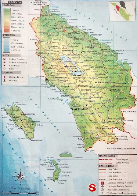 Gambar Peta Provinsi Sumatera Utara Lengkap Ikon dan Artinya