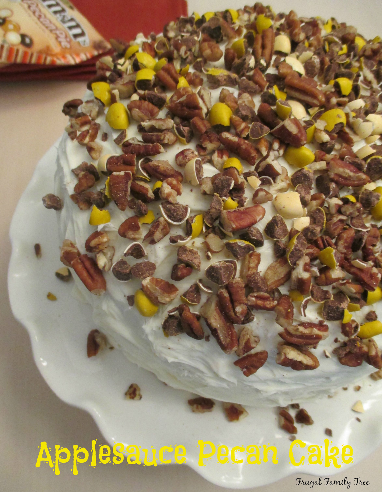 Applesauce Pecan Cake With M&M's® Pecan Pie Topping Frugal Family Tree