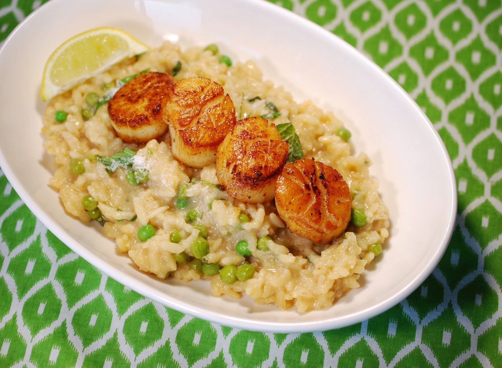 Cooking to the Wine Scallops and Mint Pea Risotto with Macari