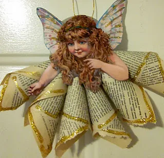 Vintage book page Angel ornament