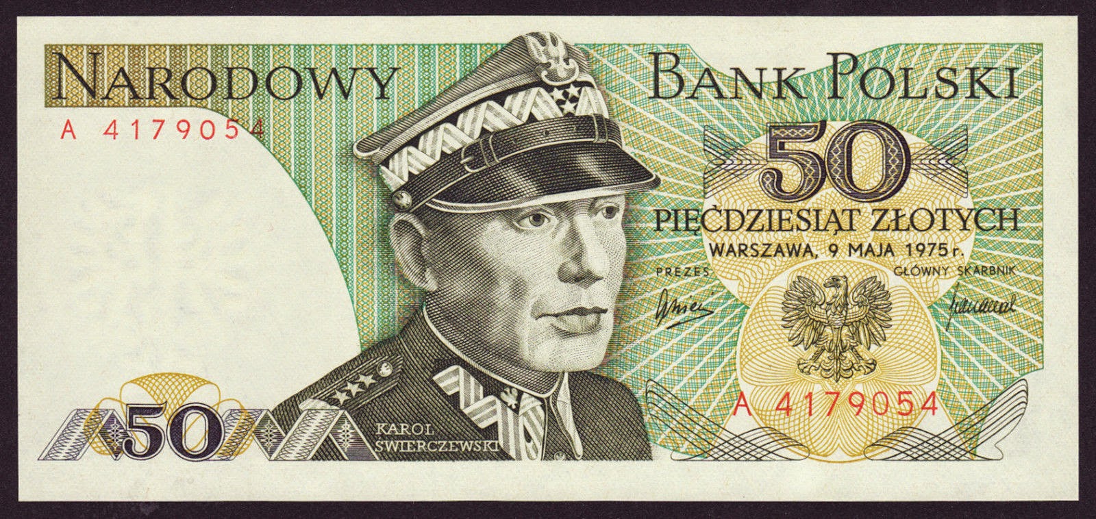 Poland 50 Zloty banknote 1975 Karol SwierczewskiWorld Banknotes