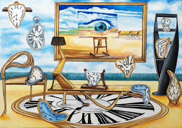 Salvador Dali Inspired Painting, Watching Time by k Madison Moore | k  Madison Moore Portfolio