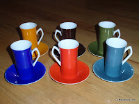 6 Multi Color Espresso Cups & Saucers Harmony House