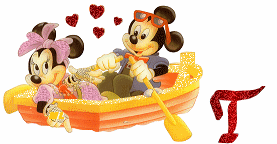 Alfabeto brillante de Mickey y Minnie paseando en lancha T. 