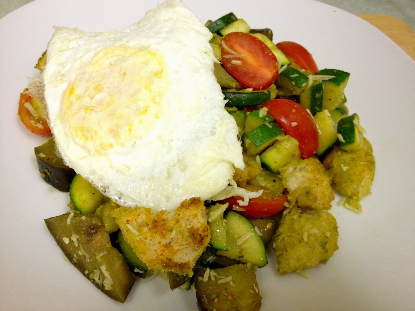 The Lifestyle Notebook Pesto & Parmesan Vegetable Hash with Fried Egg