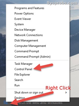 access control panel windows 10