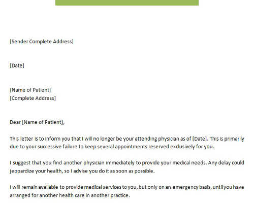 Patient Termination Letter No Show Patient Termination Letter No Show