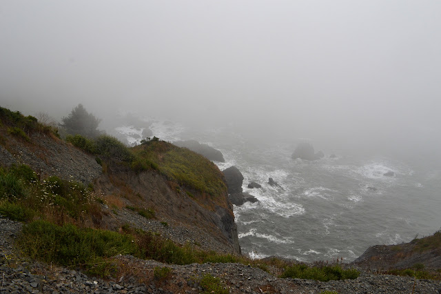 churning water in the fog