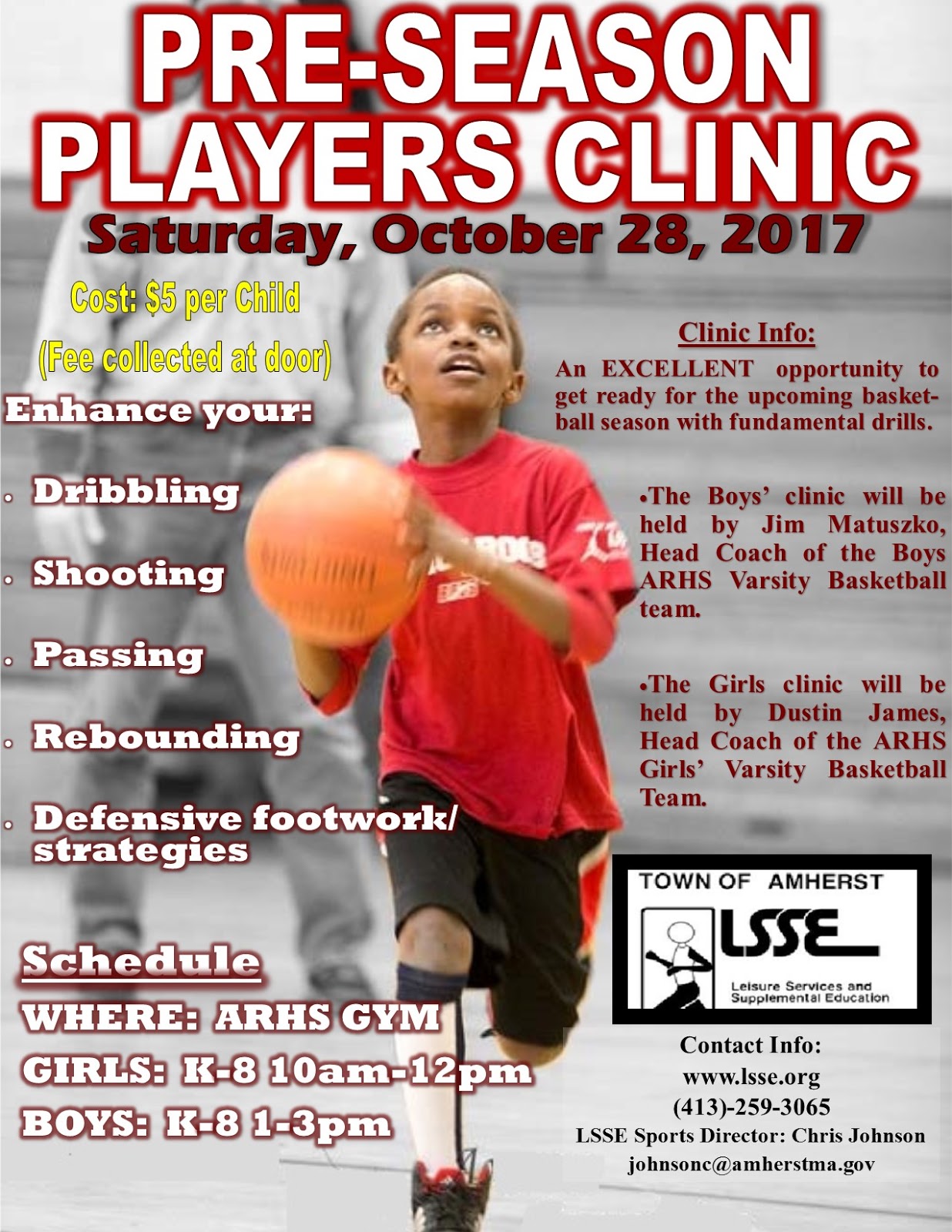 Fort River PGO LSSE Basketball Clinic on October 28