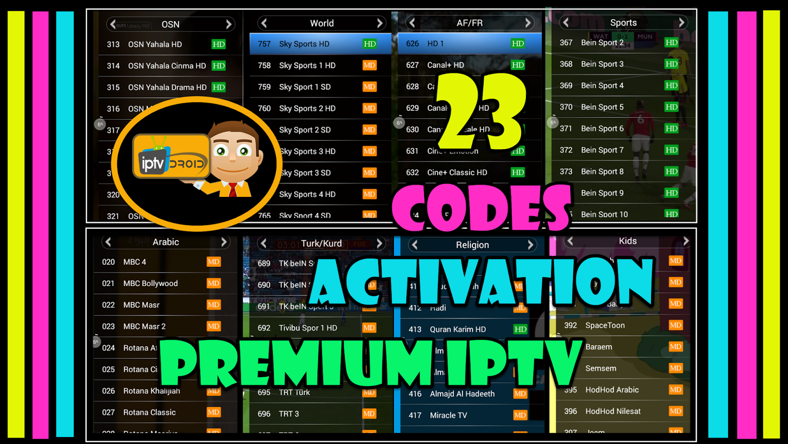 PREMIUM IPTV DROID APK TO WATCH OVER 1500 CHANNELS + 23 ACTIVATION