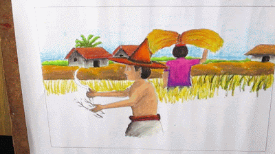 Menggambar pemandangan sawah Cara menggambar pemandangan sawah