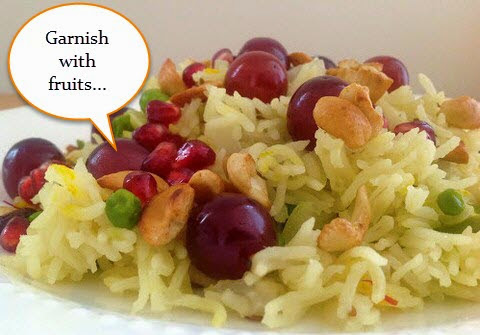 Grapes garnish on Kashmiri pulaw