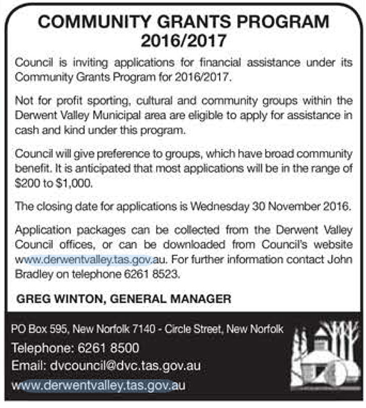 Council community grants on offer New Norfolk News