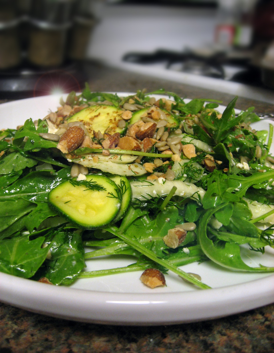 Bacon vs. Tofu Shaved Fennel & Arugula Salad