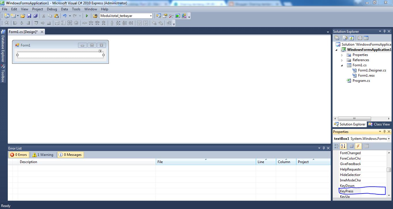 Cara Membuat TextBox Hanya Bisa Diisi Angka C Sharing