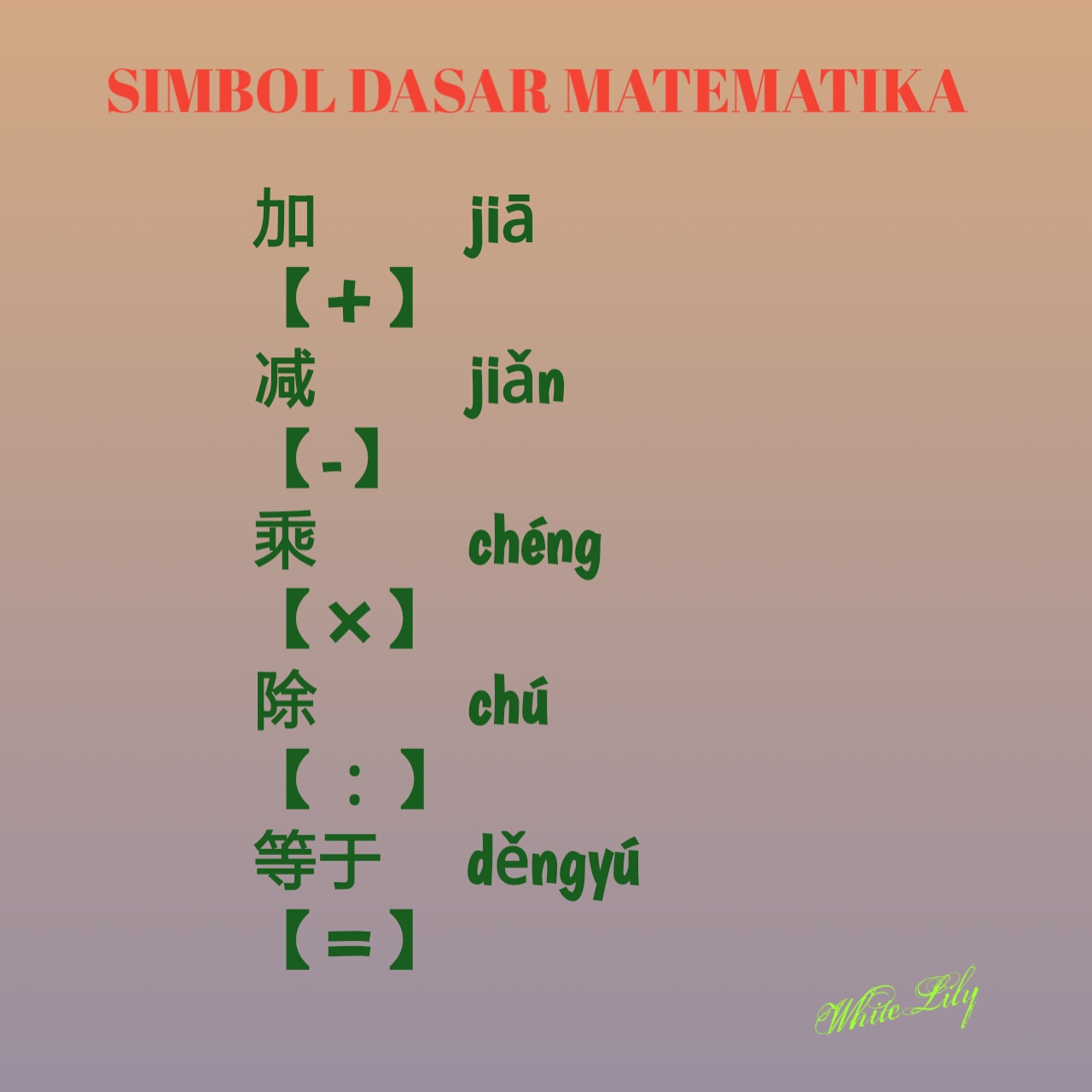Simbol Matematika Dasar Dalam Bahasa Mandarin Belajar Mandarin