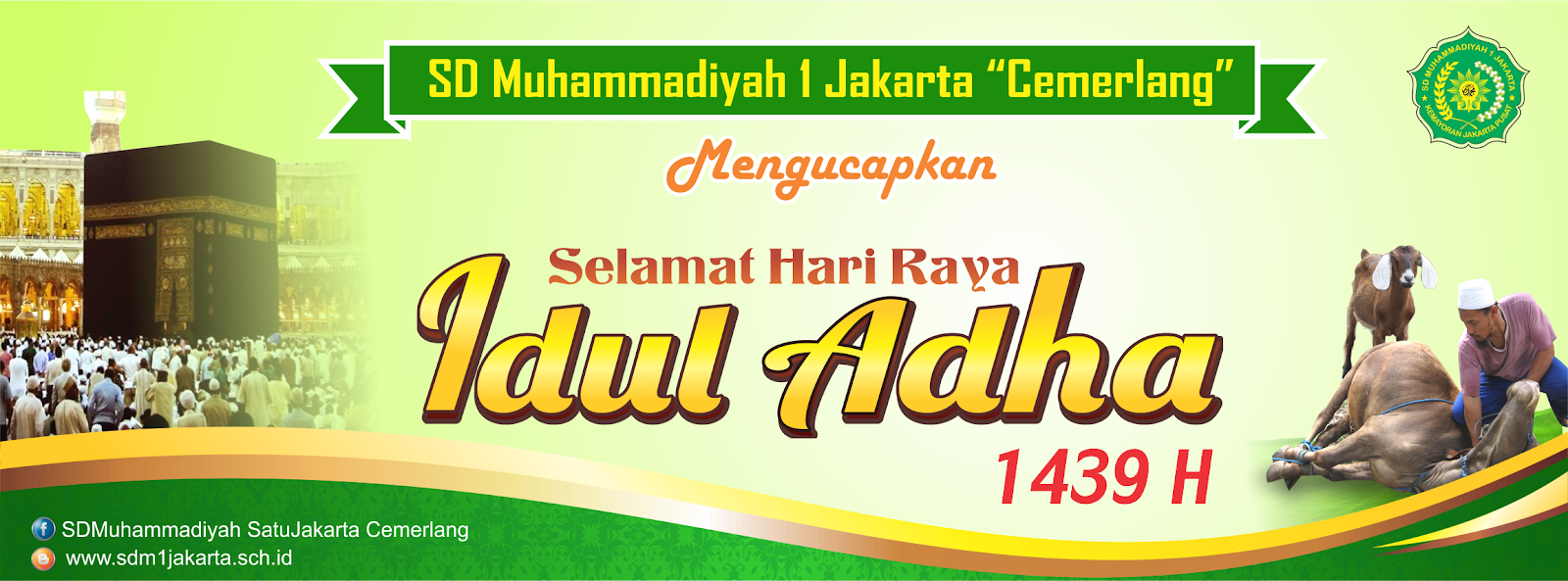 Banner Selamat Idul Adha 1439 H - SD Muhammadiyah 1 Jakarta
