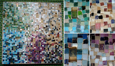 mosaic with stamps set in resin postage stamp mosaic