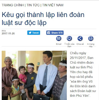 SAU VỤ VÕ AN ĐÔN BỊ XÓA TÊN KHỎI ĐOÀN LS PHÚ YÊN, ĐÁM “DÂN CHỦ” KÊU GỌI THÀNH LẬP “LIÊN ĐOÀN LUẬT SƯ ĐỘC LẬP”