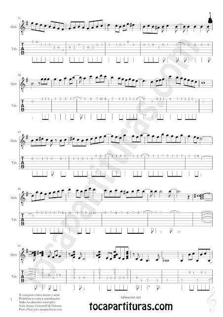 PARTITURA 2 Partitura y Tablatura de Entre dos aguas Partituras para Guitarras Sheet Music for Guitar