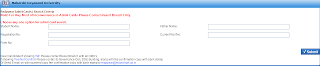 MDU Admit Card MDU Admit Card