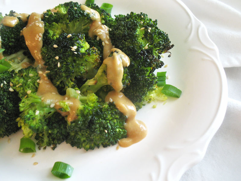 Roasted Broccoli with MisoTahiniTamari Sauce Lisa's Kitchen Vegetarian Recipes Cooking