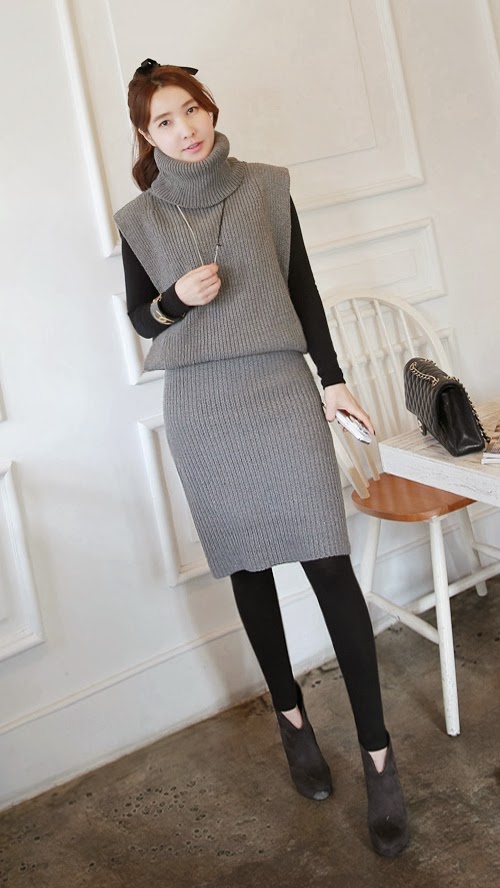 turtleneck and pinafore