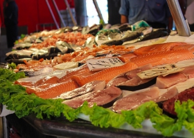Picture of a fish market. Picture of a fish market.