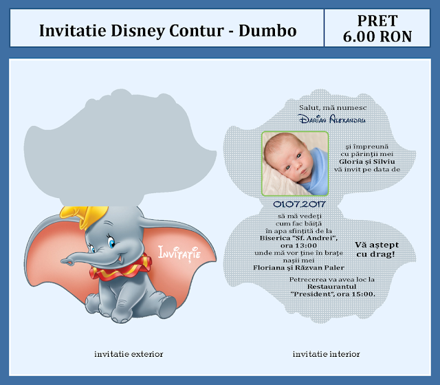invitatii botez contur Dumbo