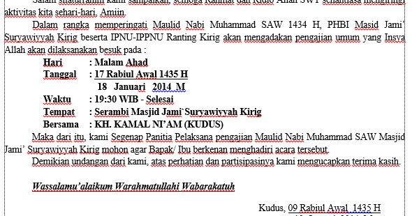 Contoh Surat Undangan Ipnu Ippnu Surat 29