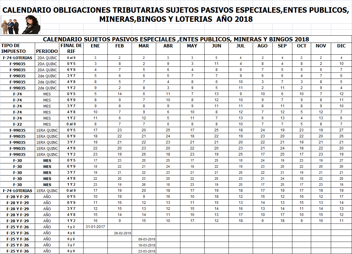 Calendario Sujetos Pasivos Especiales 2018 providencia 053 , gaceta 41288 del 28/11/2017