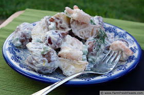 Roasted Shrimp and Potato Salad with Grapes and Celery
