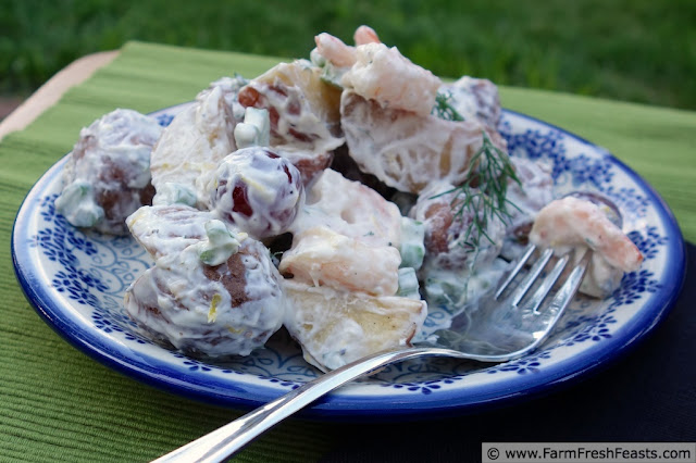 Roasted Shrimp and Potato Salad with Grapes and Celery