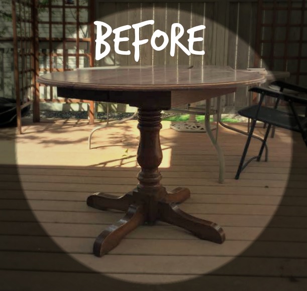 Before: Round pedestal table. Before: Round pedestal table.