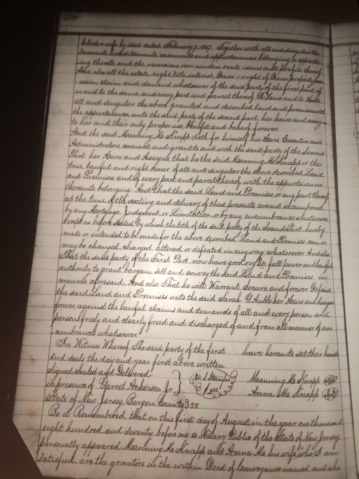 GeneaMusings Amanuensis Monday Post 337 1870 Deed of Conveyance